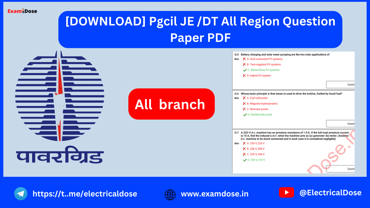 [DOWNLOAD] Pgcil JE /DT All Region Question Paper PDF - ExamDose