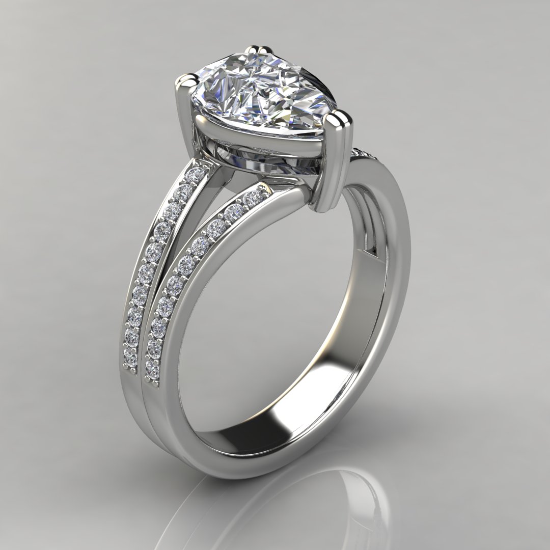 Stunning Split Shank Pear Engagement Ring