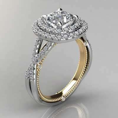 "Two-Tone Double Halo Milgrain Cushion Cut Moissanite Engagement Ring  " Profile Picture