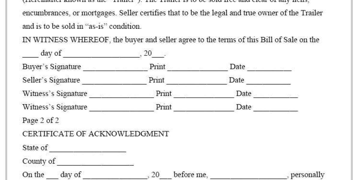 Why is a Bill of Sale Important for Trailer Purchases?