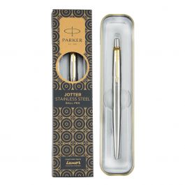 Parker Jotter Stainless Steel Ball Pen Gold Trim - India Origin